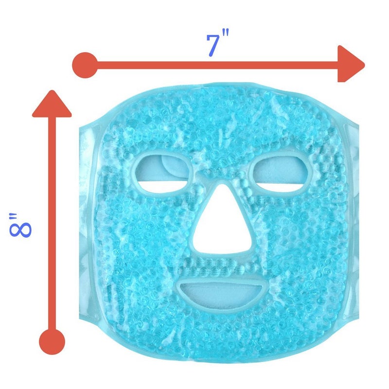 FOMI Hot and Cold Therapy Gel Bead Full Facial Mask by FOMI Care | Ice Face Mask for Migraine Headache, Stress Relief | Reduces Eye Puffiness, Dark Circles | Fabric Back (Full Face w/Eye Holes) - Image 3